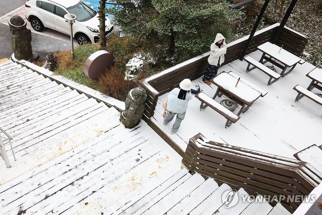 한라산 1100고지에 내린 첫눈