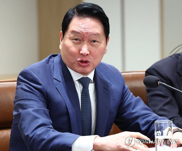 한미 관세협상 후속 민관 합동회의, 발언하는 최태원 회장