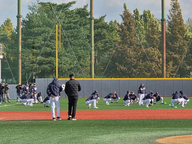 훈련하는 한국 야구대표팀