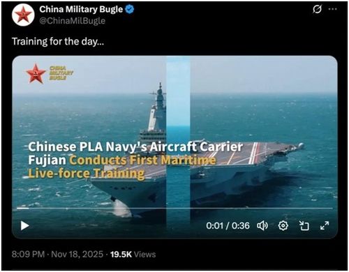 중국 항공모함 푸젠함 실전훈련 영상