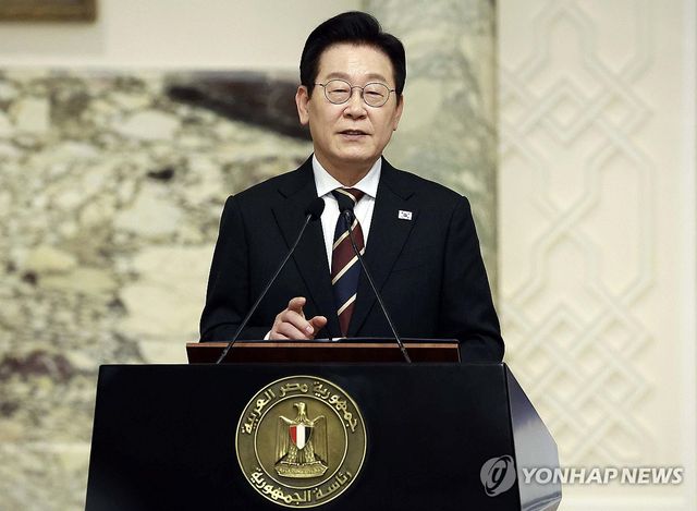 한-이집트 공동언론발표, 발언하는 이재명 대통령