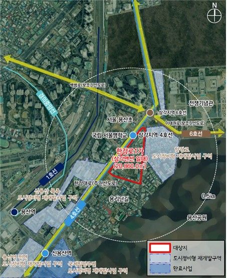 한강로1가 재개발 위치도