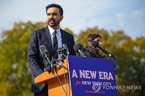 지난 11월 5일 뉴욕에서 기자회견 하는 맘다니 뉴욕시장 당선인