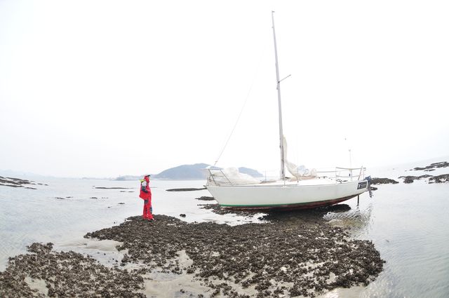 갯벌에 억류(?)된 '루돌팡이'호