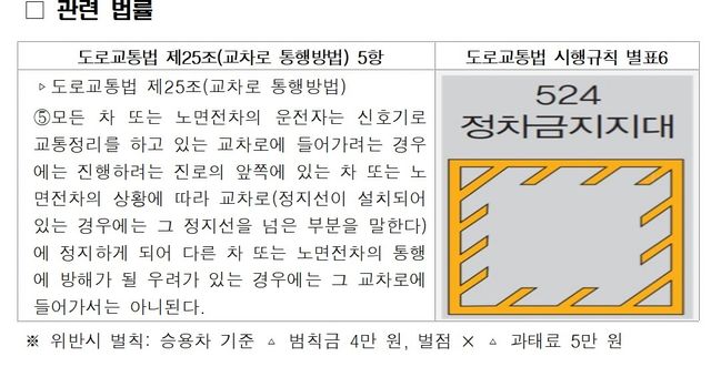 '교차로 꼬리물기' 정차금지지대