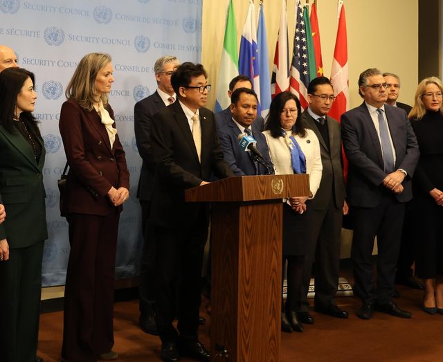 공동선언문 발표하는 차지훈 주유엔 대사