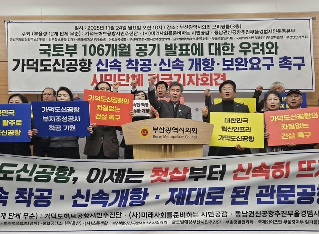 부산시민단체, 가덕신공항 신속 착공 촉구