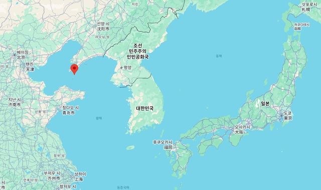 중국 랴오닝성 다롄 인근 해역(빨간색 표시)
