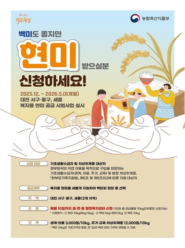 농식품부, 복지용 현미 시범 사업