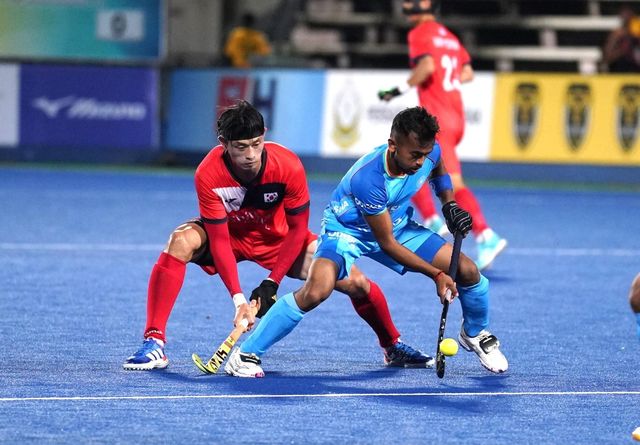 한국과 인도의 조별리그 1차전 경기 모습. 