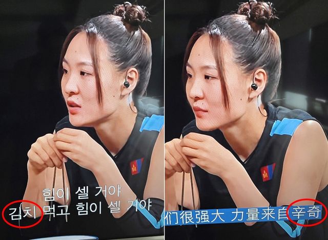 넷플릭스가 김치를 '신치(辛奇)'로 표기한 장면