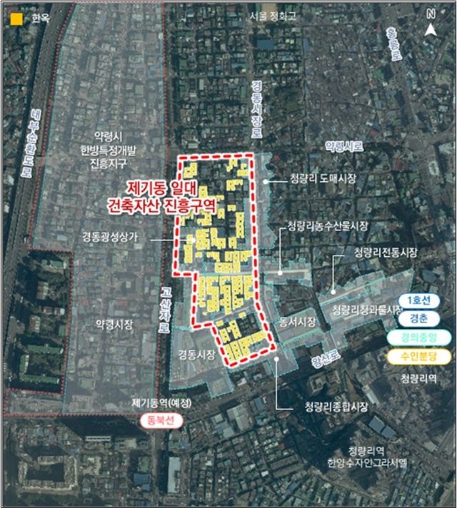 제기동 일대 한옥마을 개발 위치도