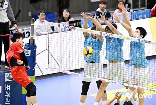 대한항공의 높은 블로킹 벽