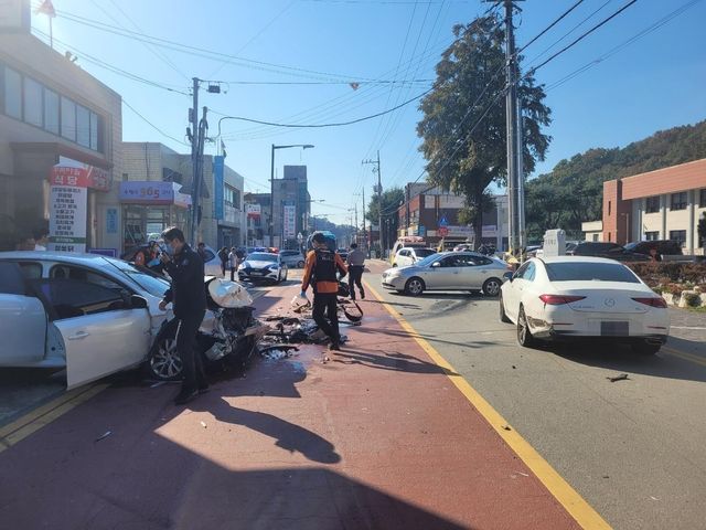 사고가 난 도로