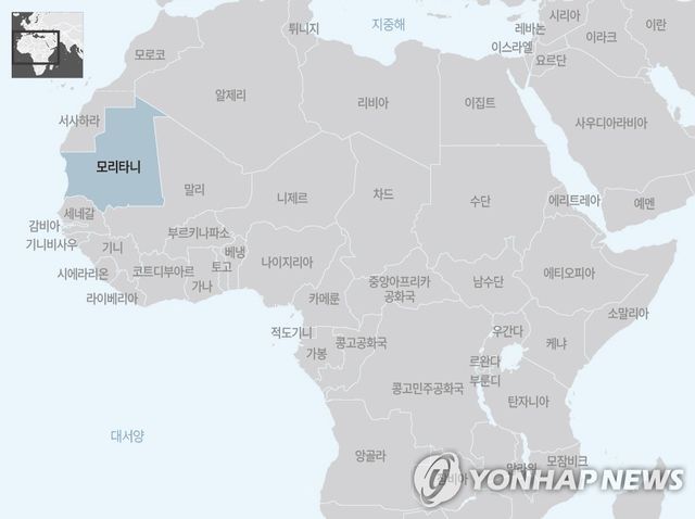 아프리카 모리타니 지도