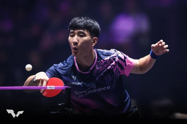 이상수의 WTT 챔피언스 몽펠리에 때 경기 장면 