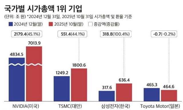 국가별 시가총액 1위 기업