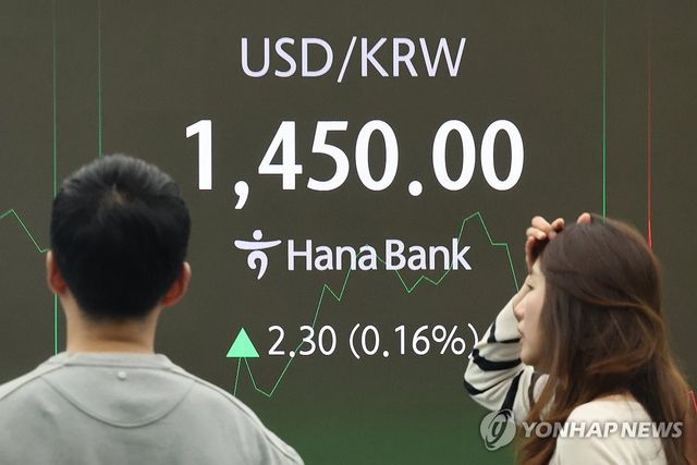 원/달러 환율, 장중 1,450원 돌파