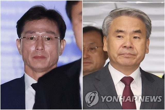 임성근 전 해병대 1사단장(왼쪽)과 이종섭 전 국방부 장관