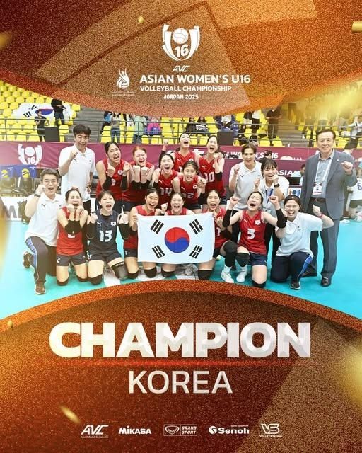 U-16 여자배구 아시아선수권 우승을 차지한 한국 U-16 대표팀