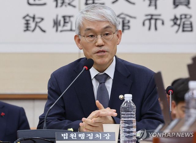 질의에 답하는 천대엽 법원행정처장