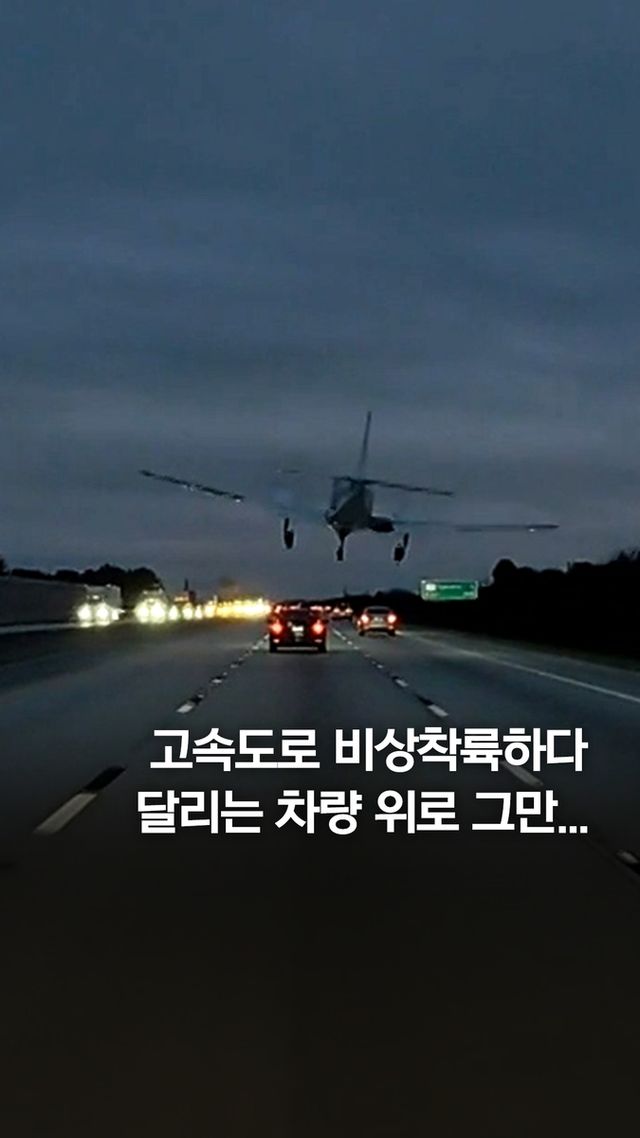 [쇼츠] 경비행기 고속도로 비상착륙 중 자동차와 충돌 - 2