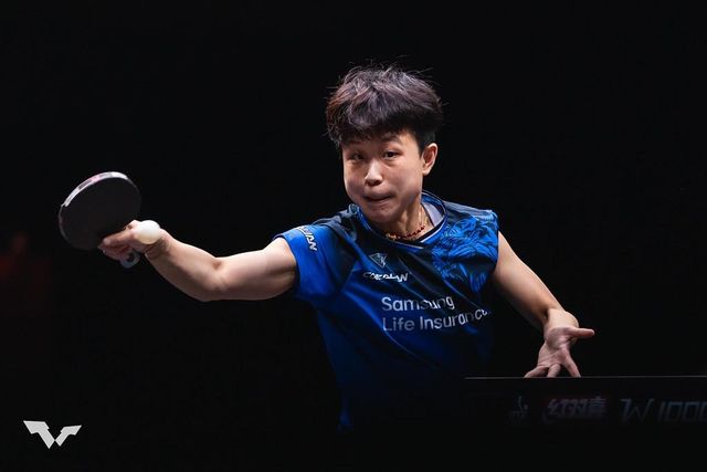 WTT 파이널스 홍콩에 출전한 주천희의 경기 장면