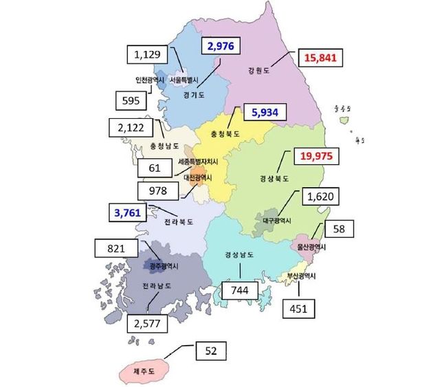 2025년 연탄 사용 가구 분포도