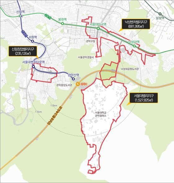 관악S밸리 R&D 벤처·창업 특정개발진흥지구 대상지 위치도