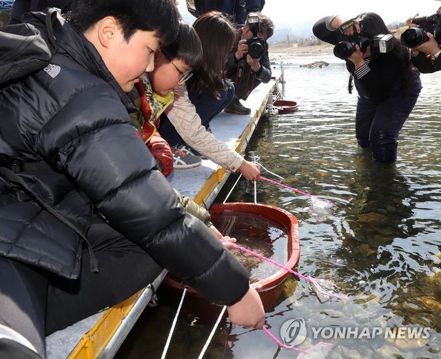 태화강 연어 방류 행사