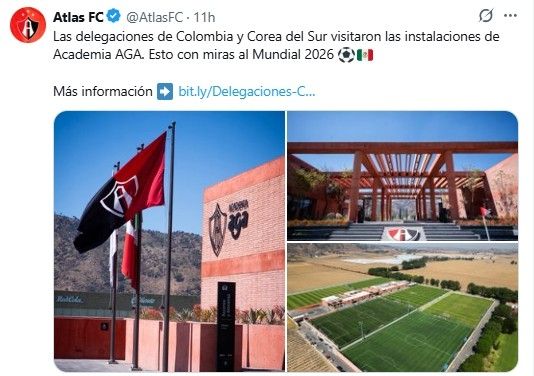 한국과 콜롬비아 대표단의 구단 시설 방문 사실을 전한 아틀라스FC.