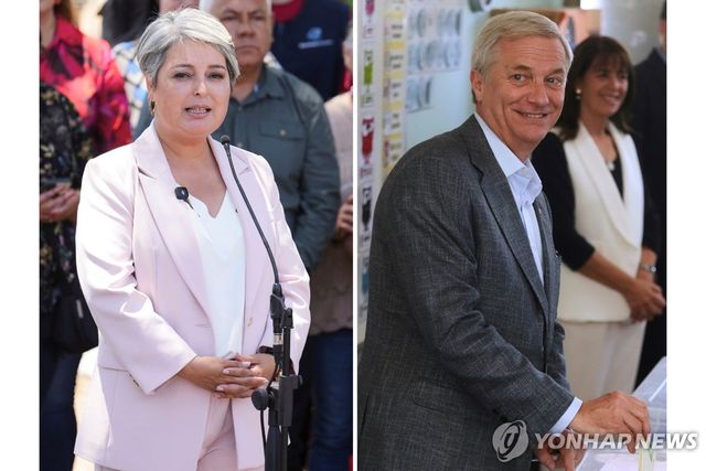 칠레 대선에 출마한 카스트 후보(오른쪽)와 하라 후보