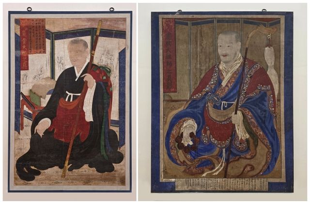 장성 백양사 '도암당인정 진영'(왼쪽)과 완주 대원사 '진묵대사 진영'