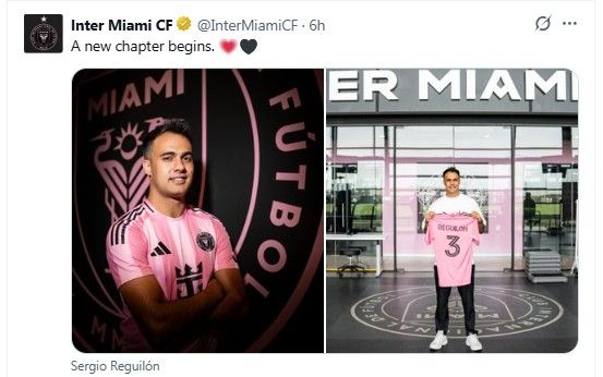 레길론의 영입을 발표한 인터 마이애미.