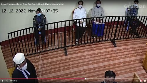 수감 도중 재판 받는 아웅산 수치 미얀마 국가고문