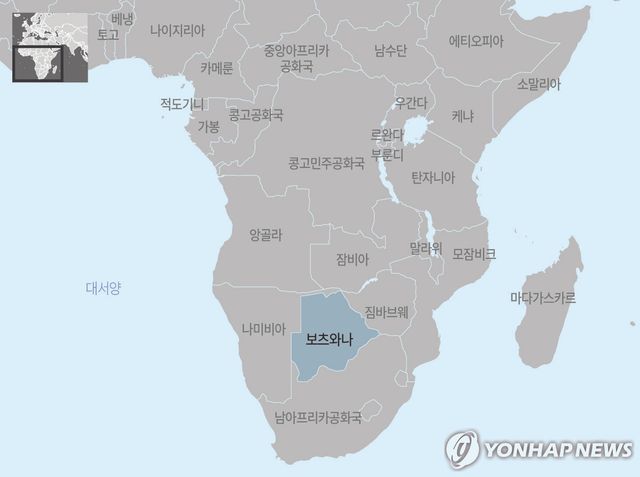 아프리카 보츠와나 지도