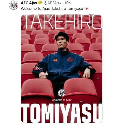 도미야스의 영입을 알린 아약스.