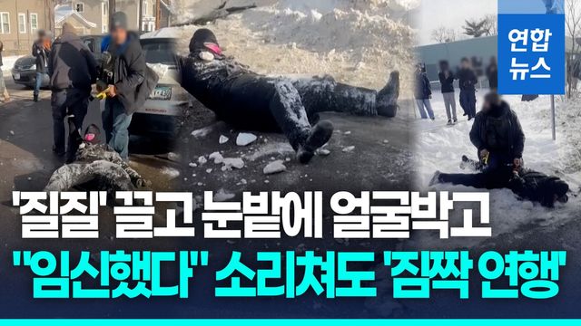 [영상] "임신했다" 외침에도…눈길에 여성 끌고 다닌 美 이민단속국 - 2