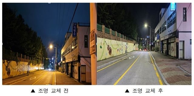 조명 교체 전과 후