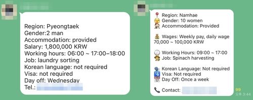'비자 필요 없다'는 유학생 대상의 불법 아르바이트 공고 