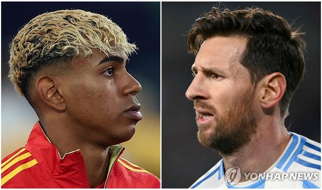 스페인 라민 야말(왼쪽)과 아르헨티나의 리오넬 메시.