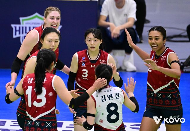 파이팅 외치는 현대건설 선수들