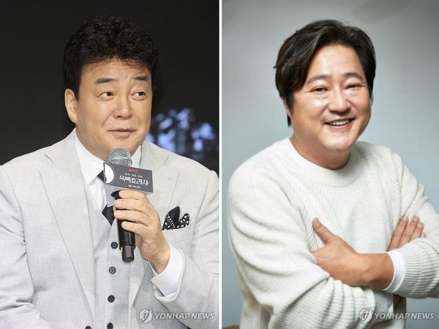 '흑백요리사1' 제작발표회 당시의 백종원(왼쪽)과 배우 곽도원