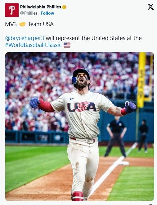 하퍼의 WBC 출전을 알린 필라델피아 구단 X