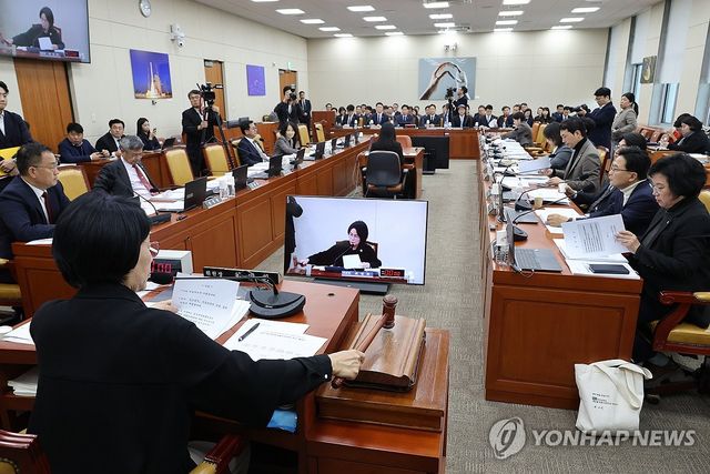 의사봉 두드리는 최민희 위원장