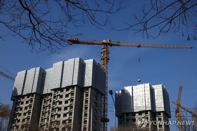 중국 베이징의 아파트 건설 현장