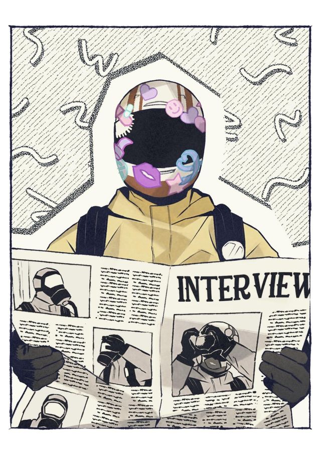 인터뷰 기사를 읽는 웹툰 '통제구역관리부' 등장인물 CH