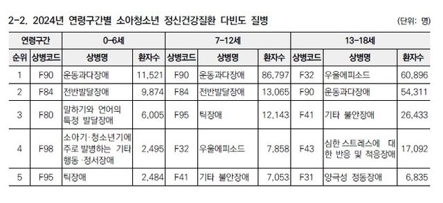 2024년 소아청소년 정신건강질환 현황