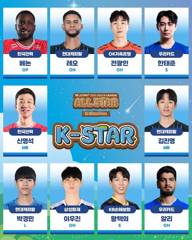 프로배구 올스타전 남자부 K-스타팀 선수들