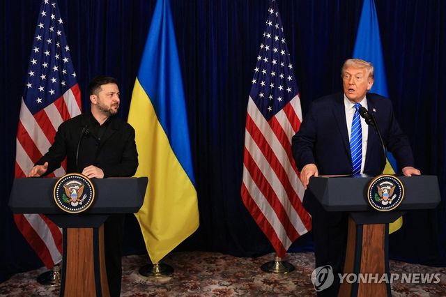 회담 결과 설명하는 트럼프-젤렌스키 대통령
